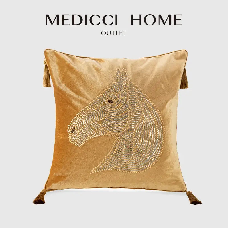 Gold Rhinestone Square Pillow