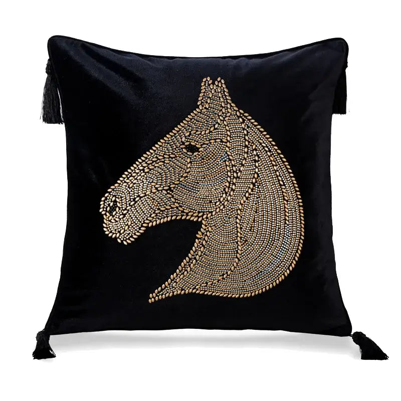 Gold Rhinestone Square Pillow