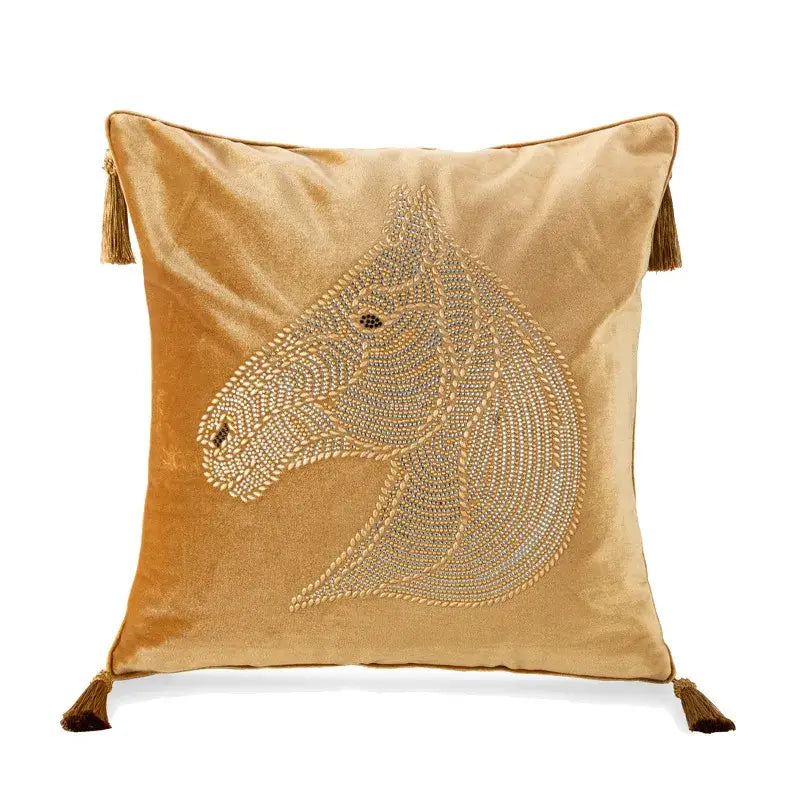 Gold Rhinestone Square Pillow