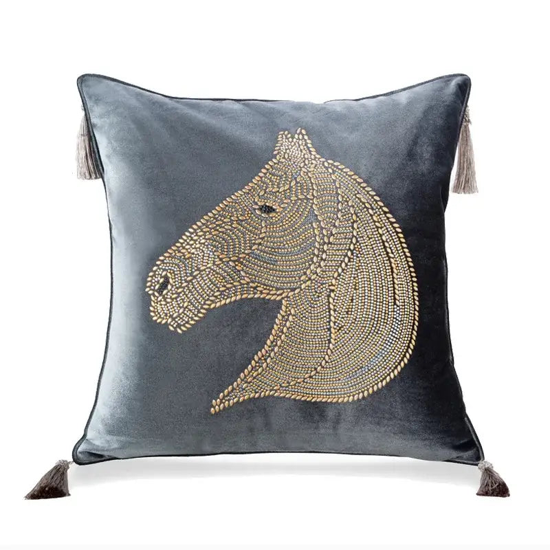 Gold Rhinestone Square Pillow