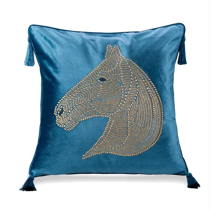 Gold Rhinestone Square Pillow