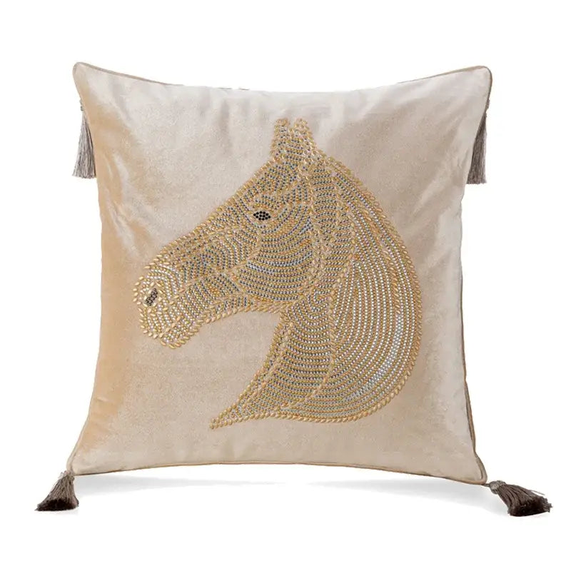 Gold Rhinestone Square Pillow