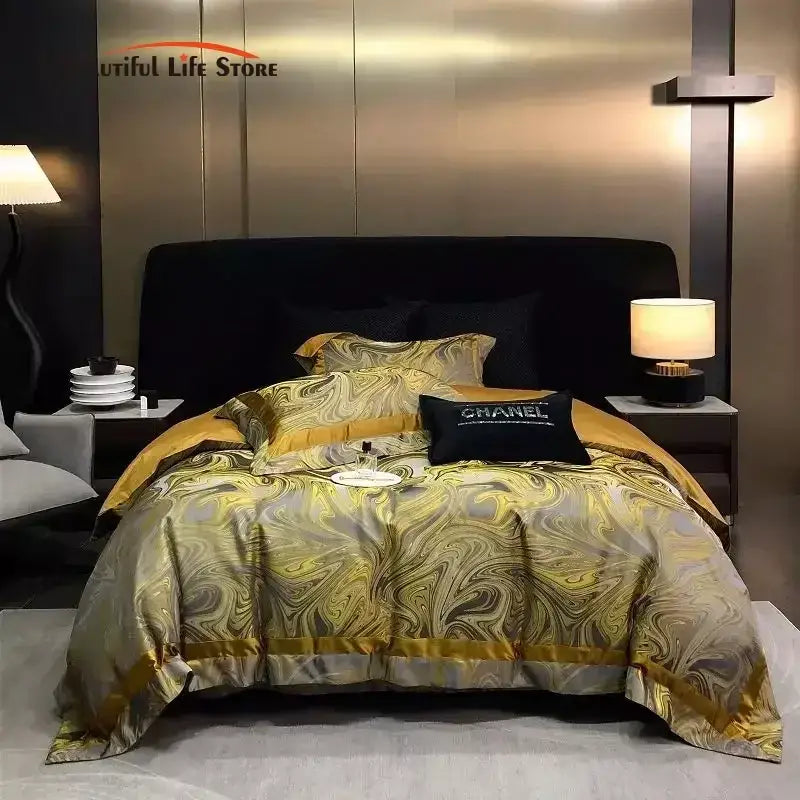 Gold Silver Satin Bedding
