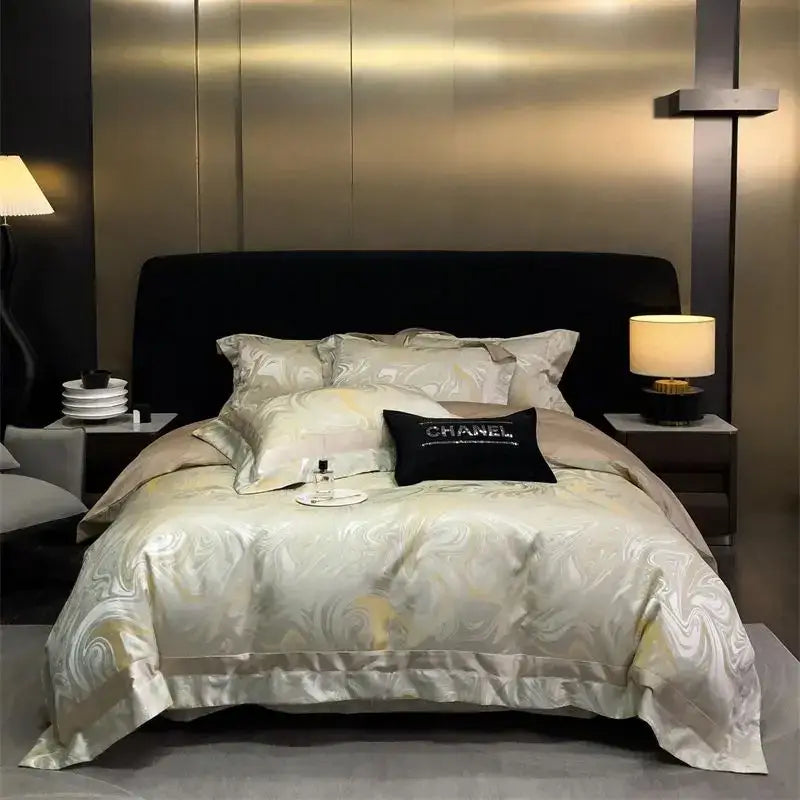 Gold Silver Satin Bedding
