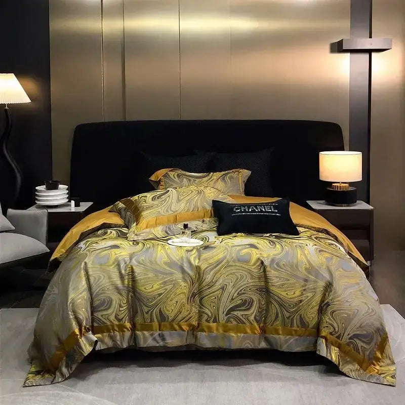 Gold Silver Satin Bedding