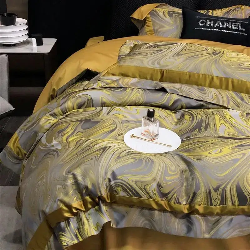 Gold Silver Satin Bedding