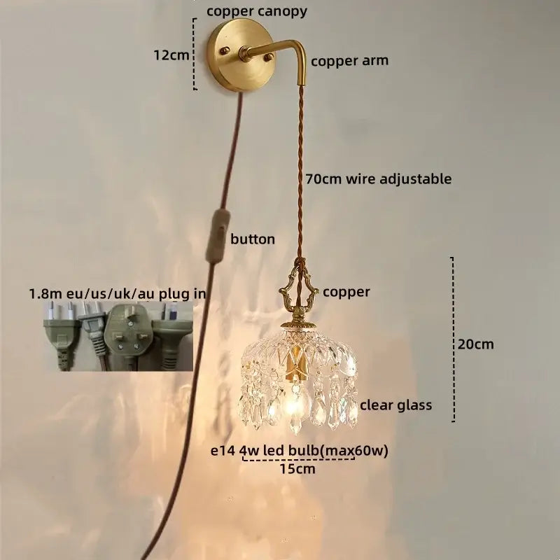 Gold Crystal French Wall Sconce