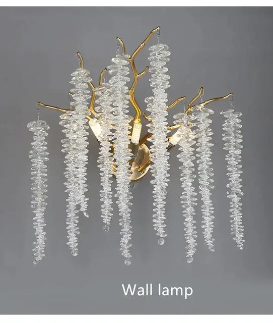 Gold Crystal Tassel Chandelier Cascading Design