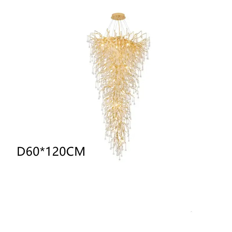 Gold Crystal Teardrop Chandelier with Adjustable Setting