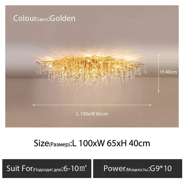 Gold Crystal Teardrop Chandelier with Adjustable Setting