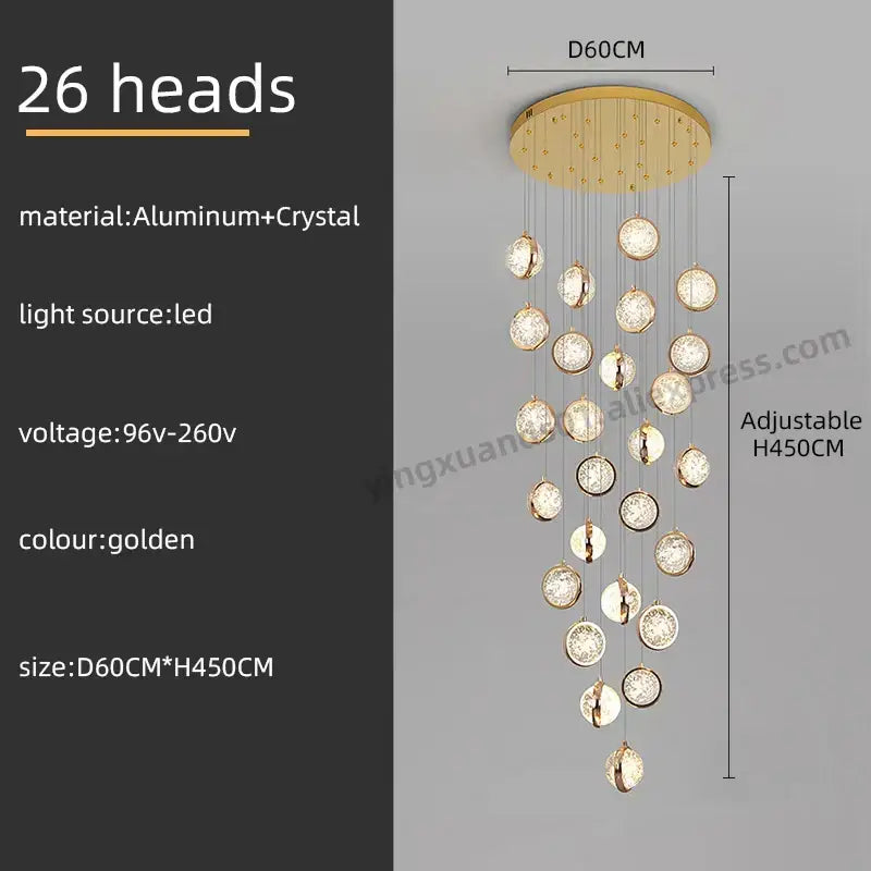 Crystal Ball LED Stair Chandelier