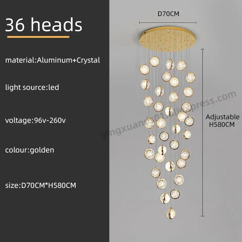 Crystal Ball LED Stair Chandelier