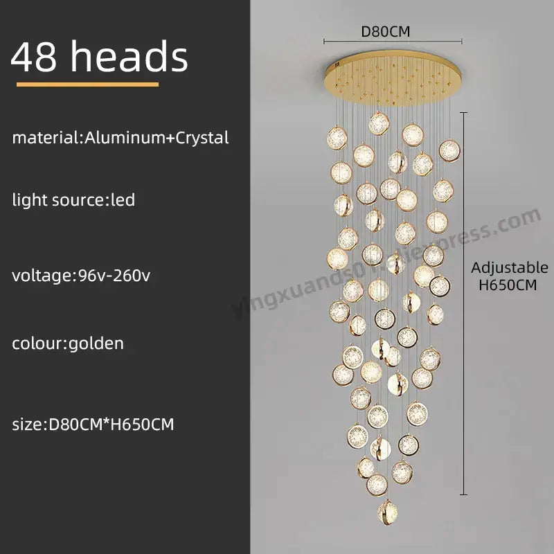 Crystal Ball LED Stair Chandelier