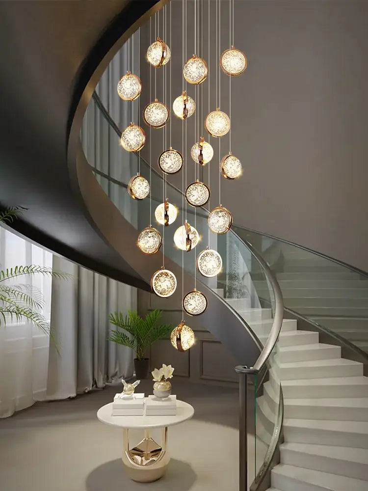 Crystal Ball LED Stair Chandelier