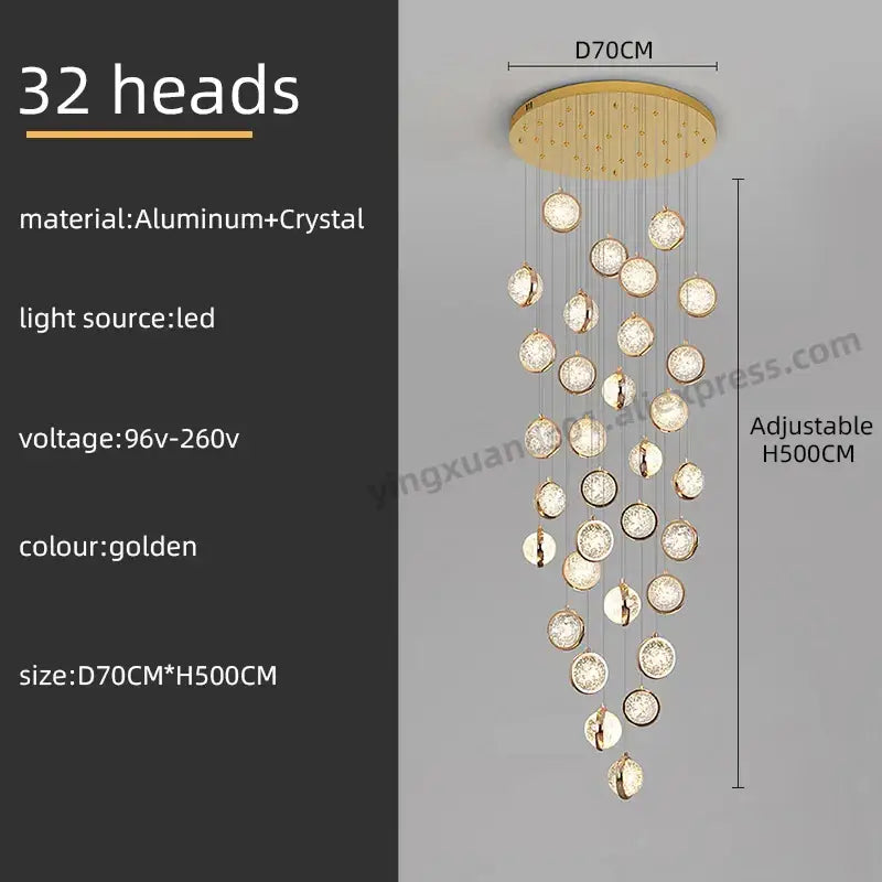 Crystal Ball LED Stair Chandelier