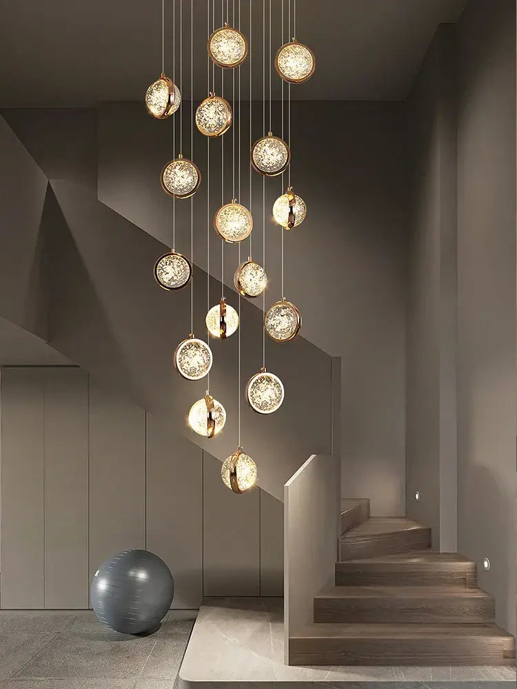 Crystal Ball LED Stair Chandelier