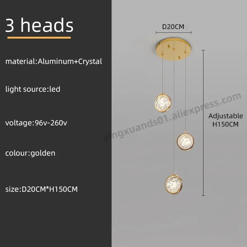 Crystal Ball LED Stair Chandelier