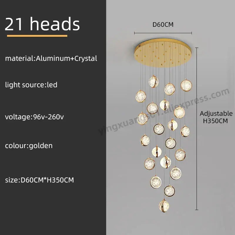 Crystal Ball LED Stair Chandelier