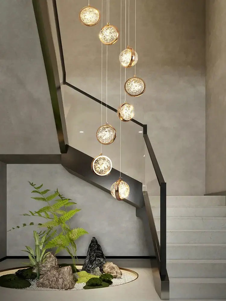 Crystal Ball LED Stair Chandelier