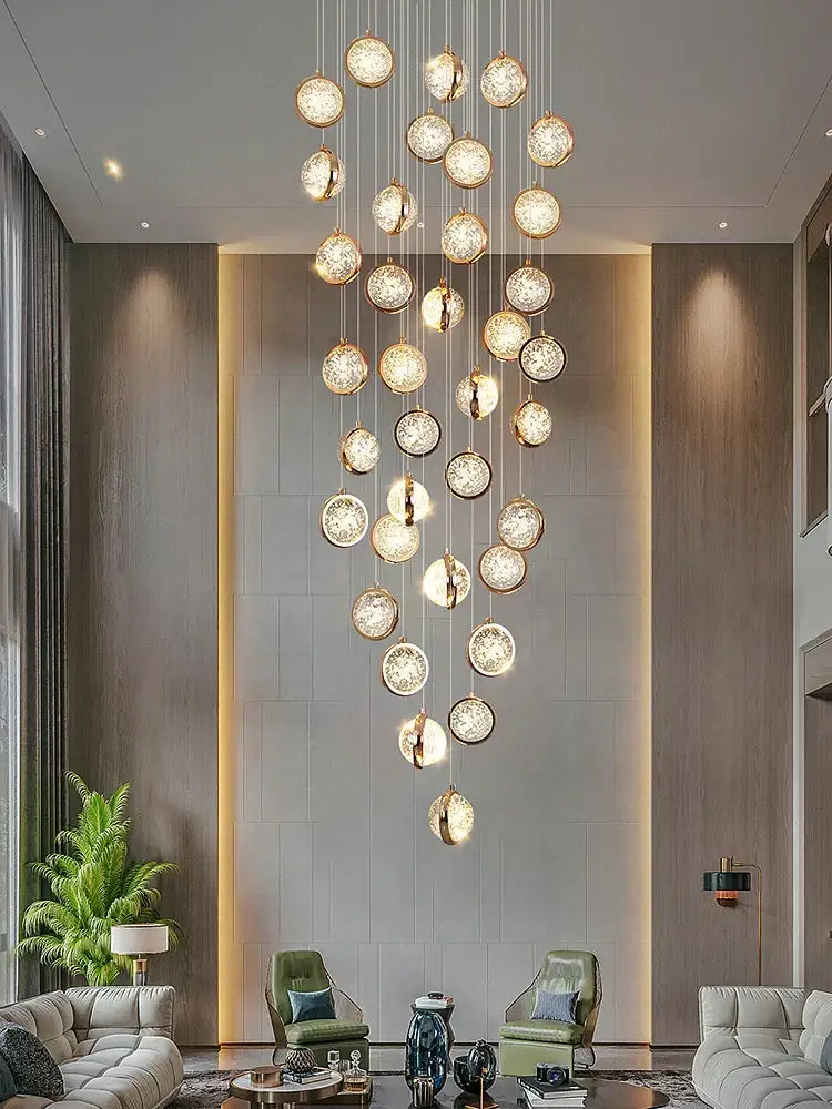 Crystal Ball LED Stair Chandelier