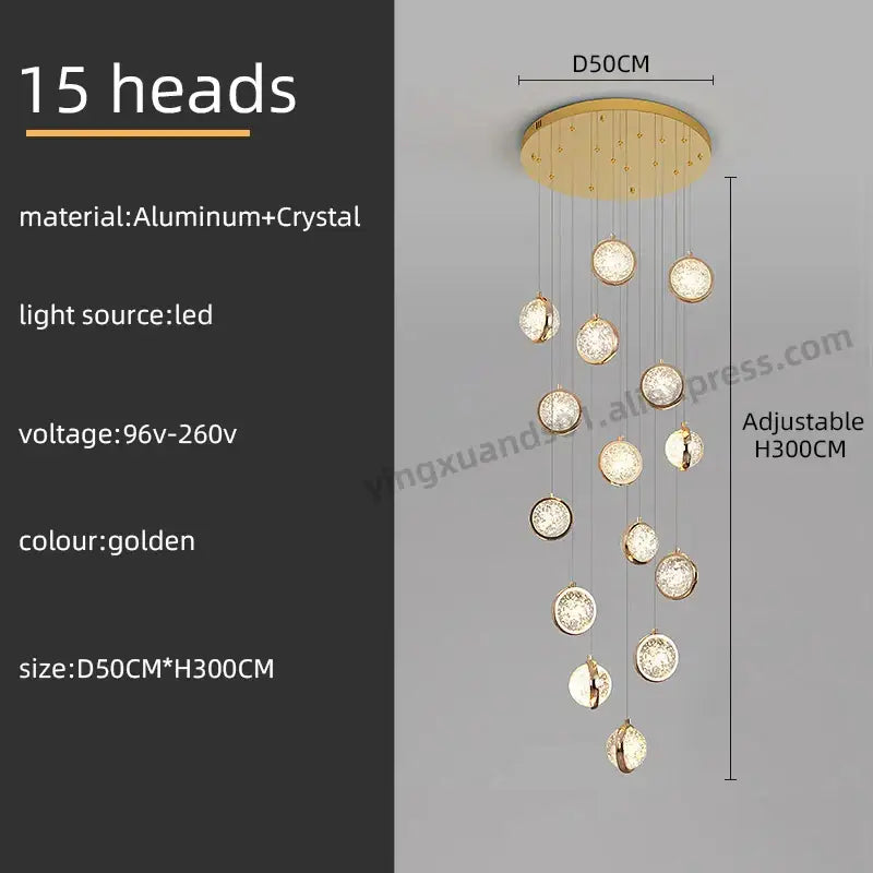 Crystal Ball LED Stair Chandelier