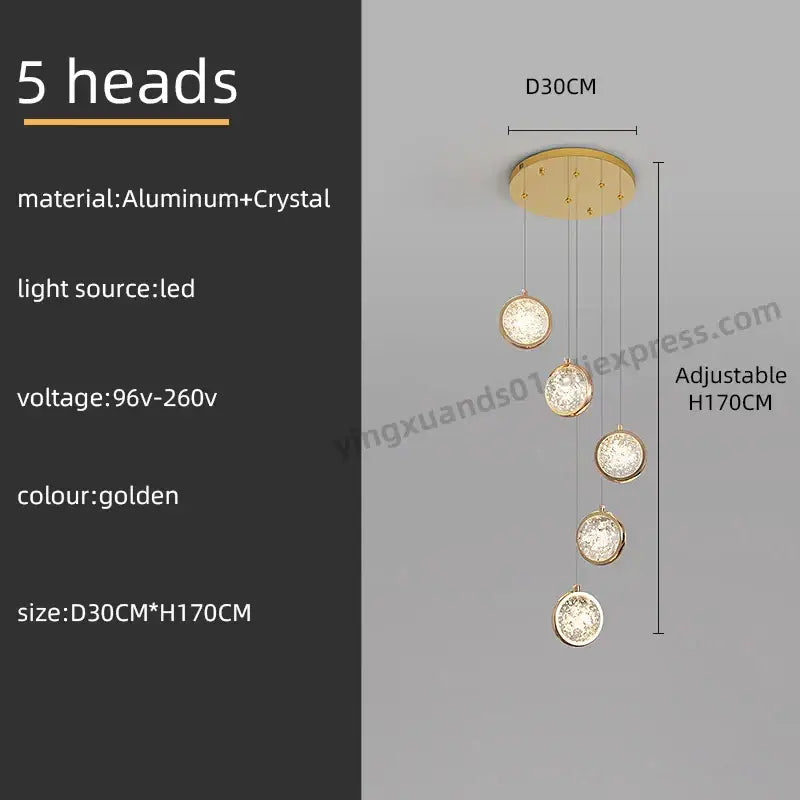Crystal Ball LED Stair Chandelier