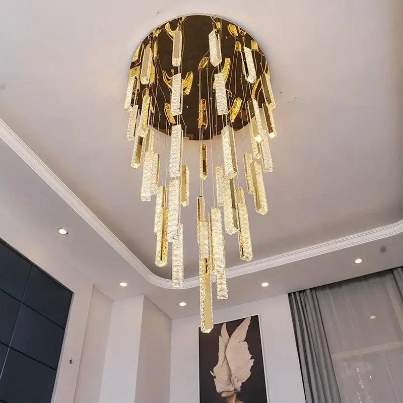 Golden Crystal LED Chandelier