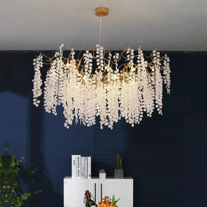 Golden Crystal Grapes Chandelier