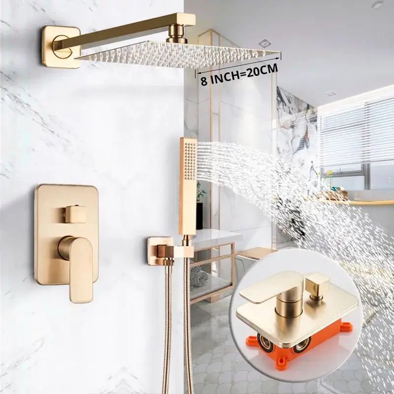 Golden Hammered Shower Faucet