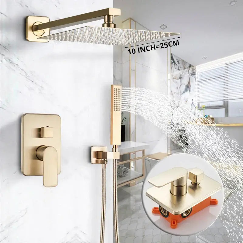 Golden Hammered Shower Faucet