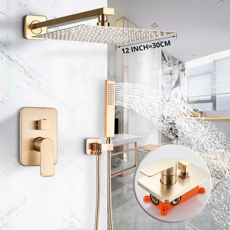 Golden Hammered Shower Faucet