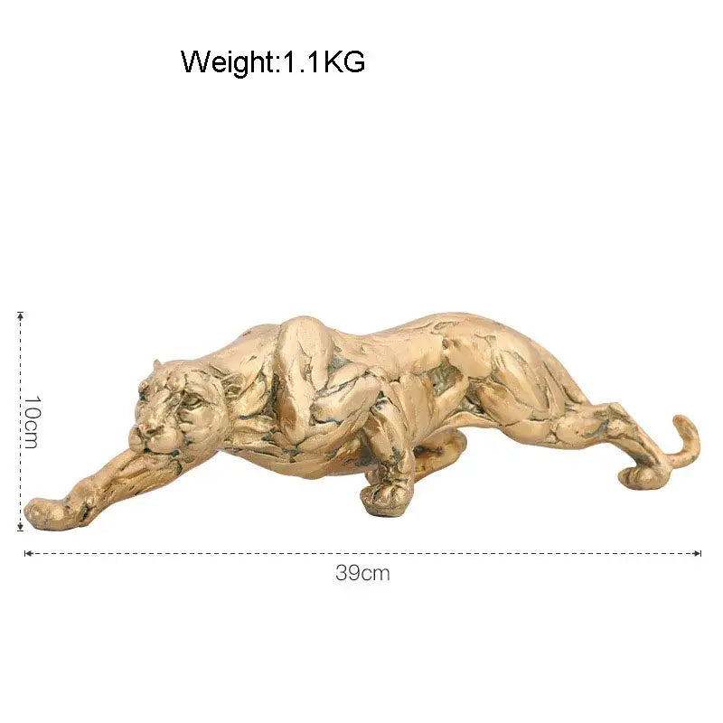 Golden Leopard Resin Figurine with Scrub Finish