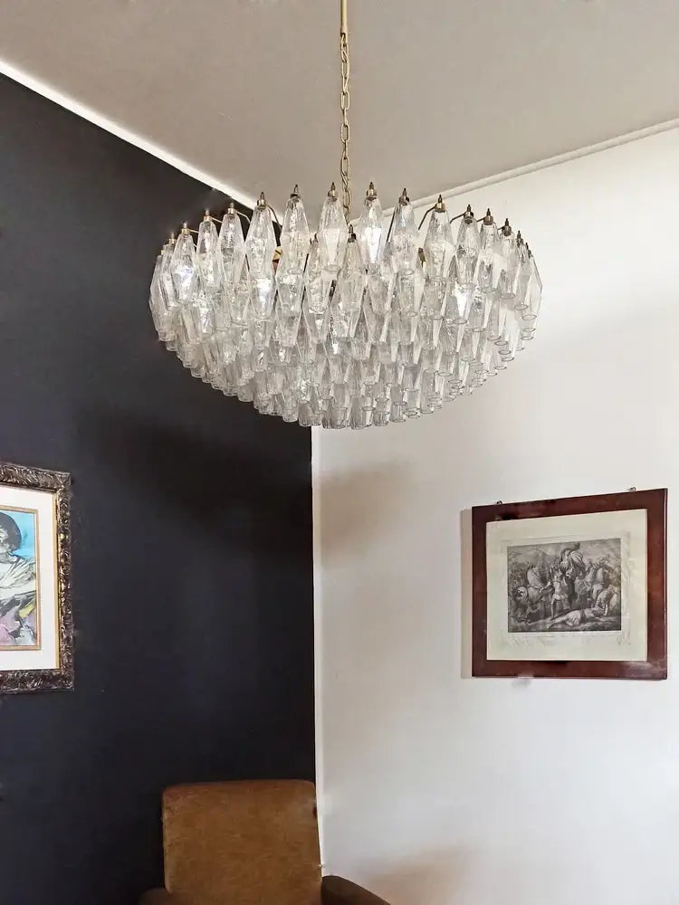 Gray Crystal Glass Chandelier