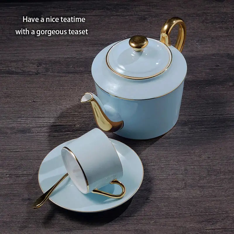 Blue Bone China Coffee Set