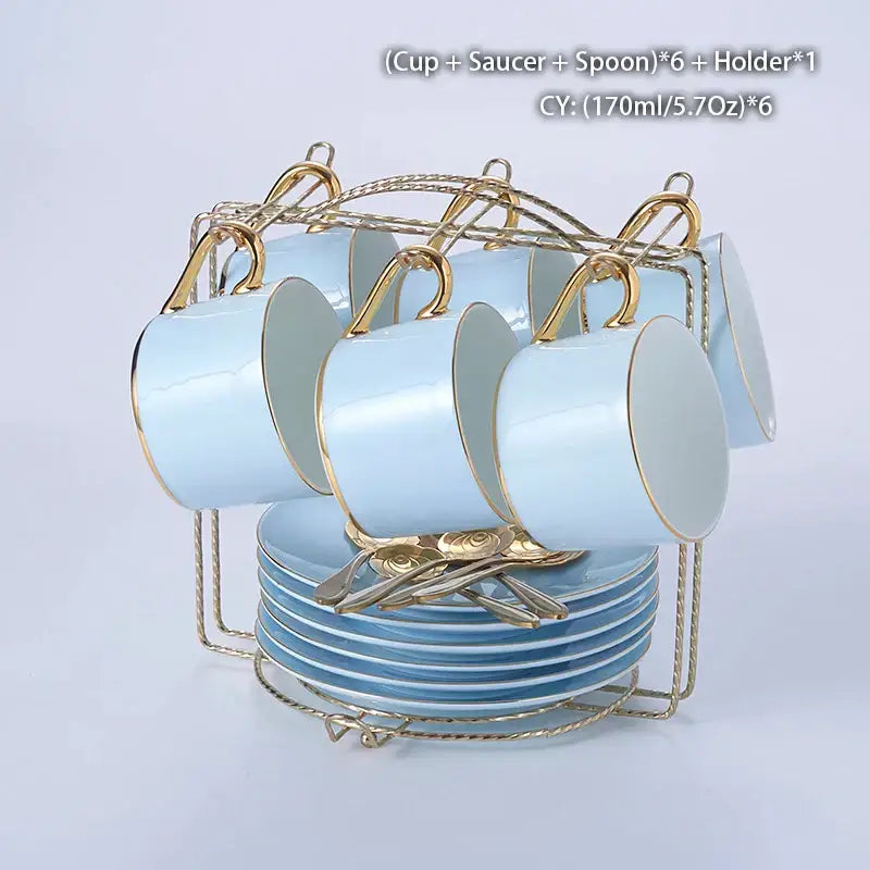 Blue Bone China Coffee Set