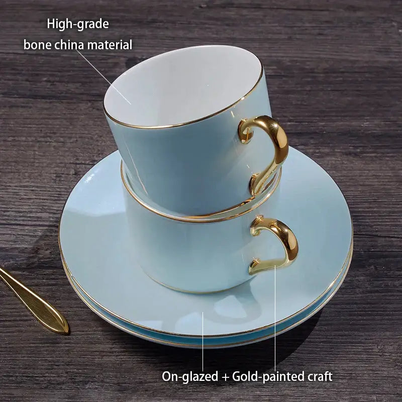 Blue Bone China Coffee Set
