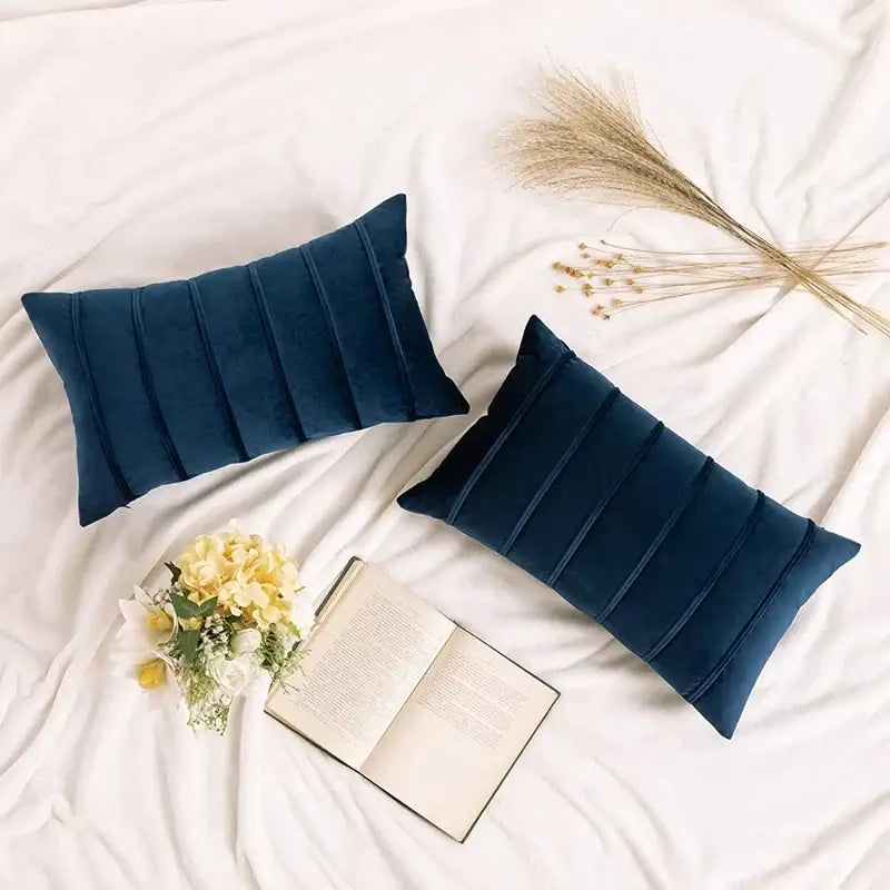 Blue Velvet Stripe Pillows