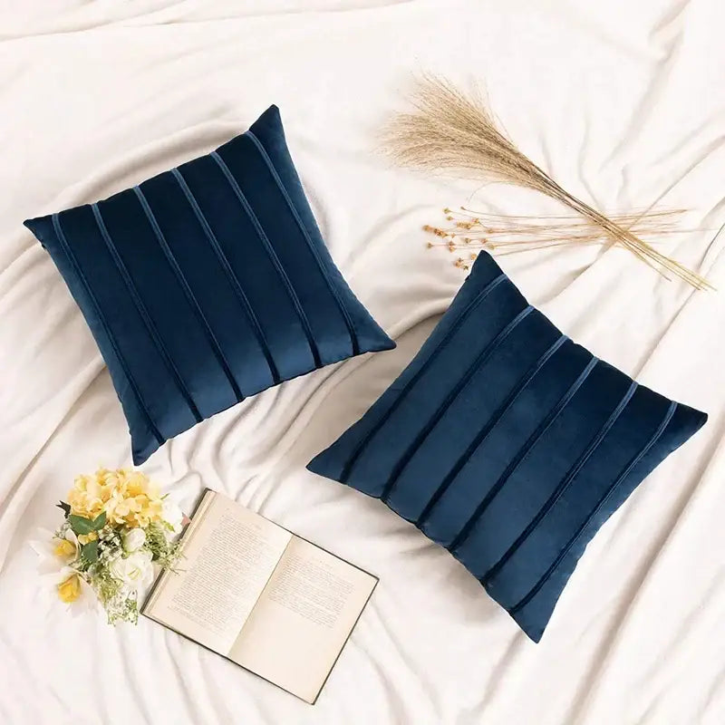Blue Velvet Stripe Pillows
