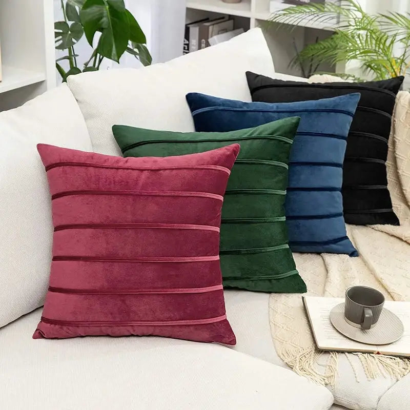 Blue Velvet Stripe Pillows