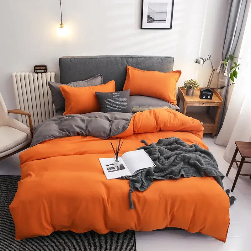 Orange Gray Duvet Set