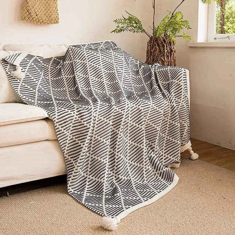 Plaid Knit Sofa Throw