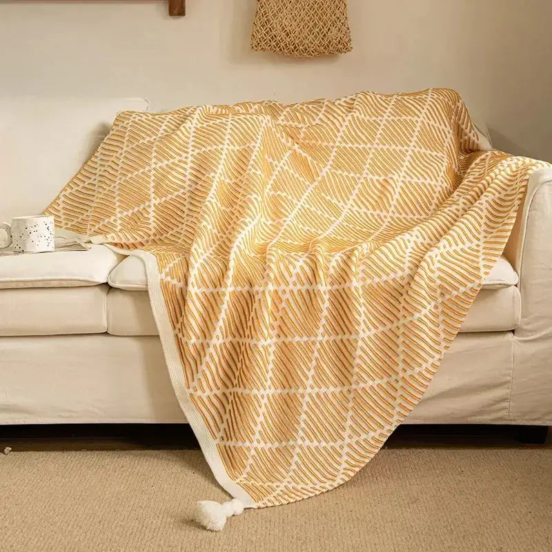 Plaid Knit Sofa Throw