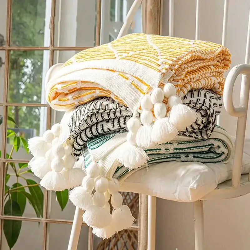 Plaid Knit Sofa Throw
