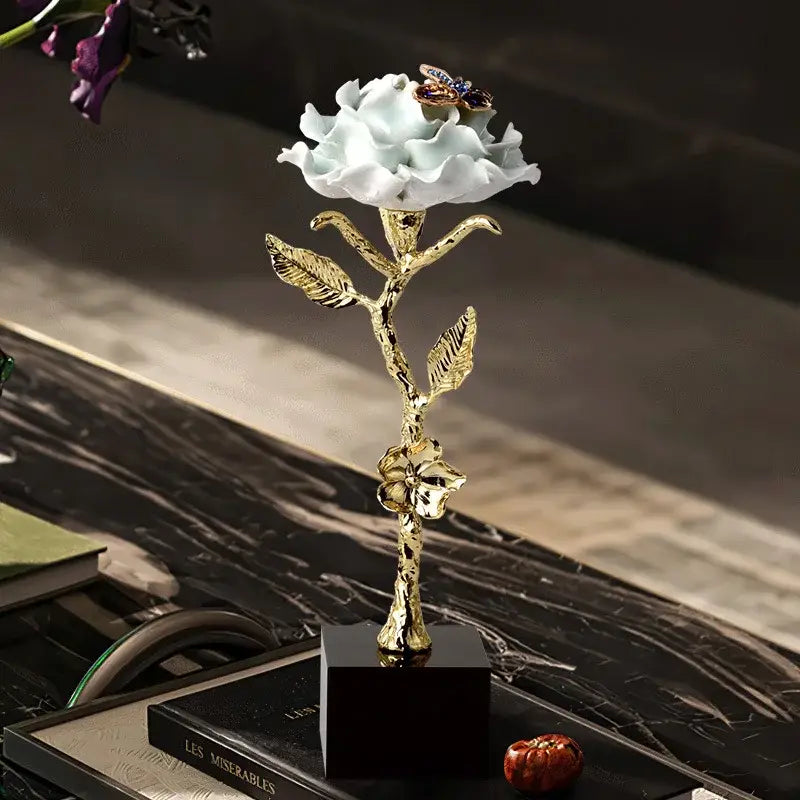 Porcelain Crystal Rose Decor