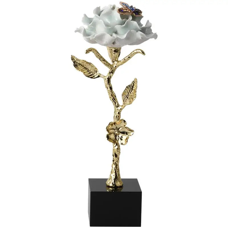 Porcelain Crystal Rose Decor