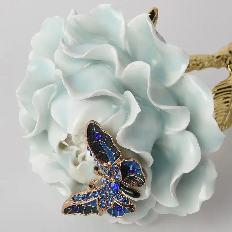 Porcelain Crystal Rose Decor