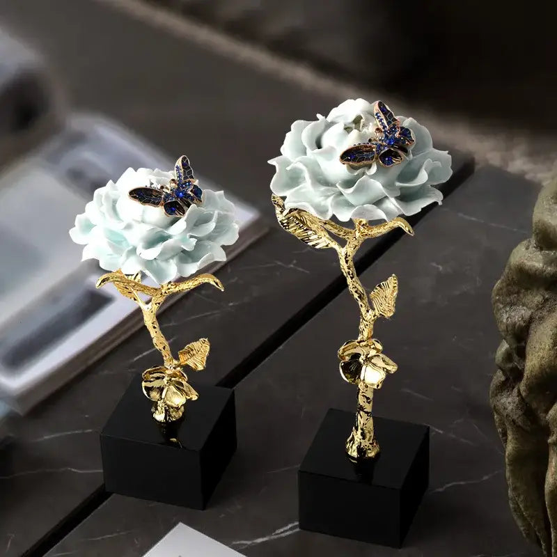 Porcelain Crystal Rose Decor