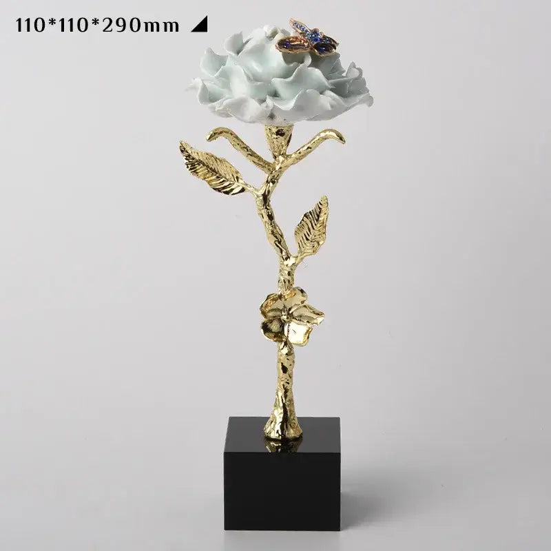 Porcelain Crystal Rose Decor