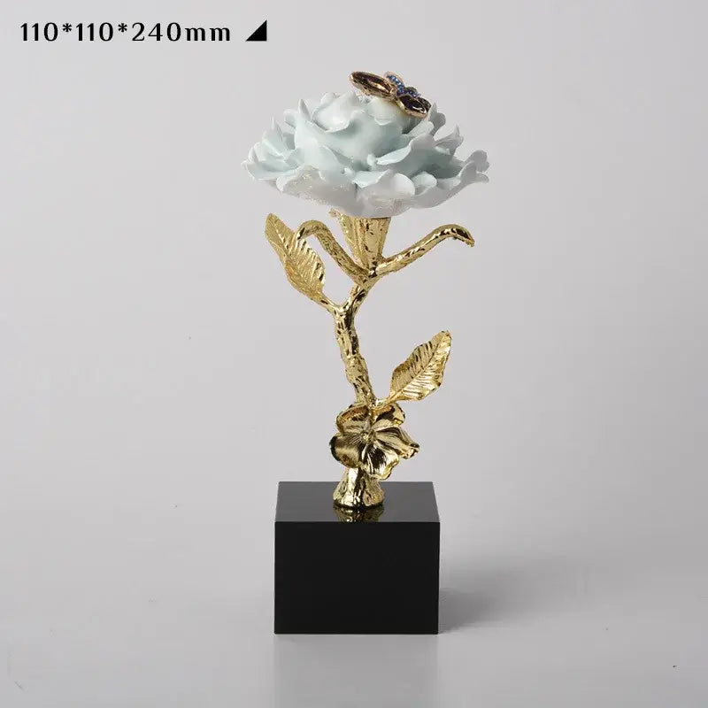 Porcelain Crystal Rose Decor