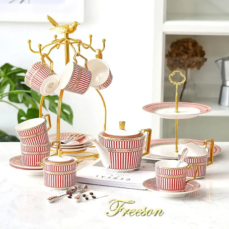 Red Gold Porcelain Coffee Set